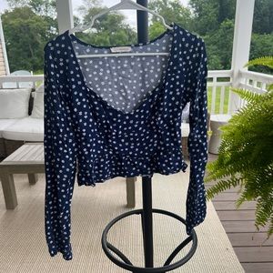 pacsun navy floral blouse